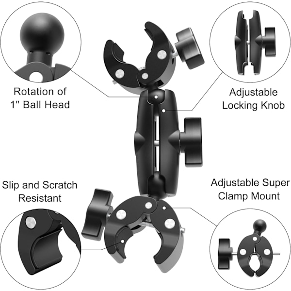 Dubbel Super Clamp Fäste Paraplyklämma Kameraklämma Stångklämma för Monitorfäste Magic Socket Arm Skrivbord Fotostudio L