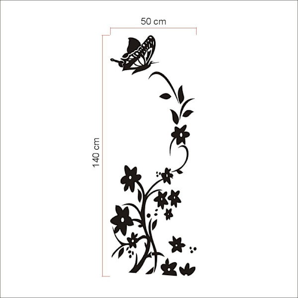 Blå Drøm Fleurs Noires - 140 * 50cm Vinstokker Veggklistremerker Ref