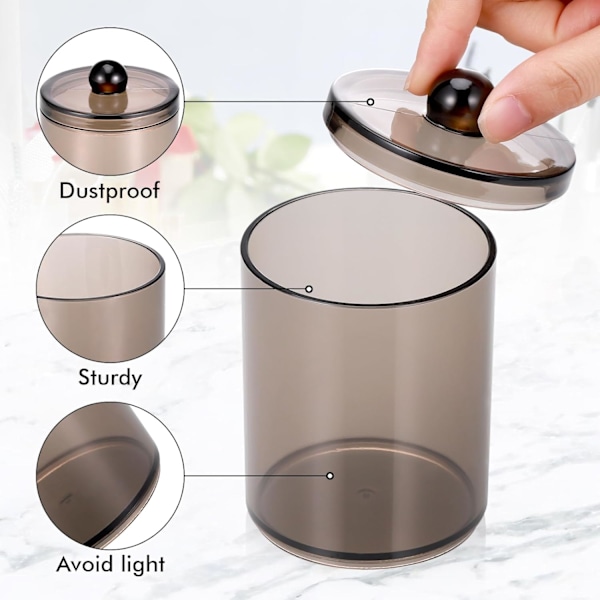 Bomullsdotter oppbevaringsbokser, akryl bomullsdotter dispenser med lokk, oppbevaringsboks for bomullspinner og bomullsputer, tanntråd