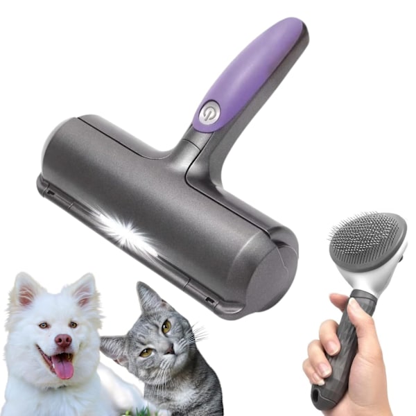 Sonic Pet Hårfjerner Rulle med Gratis Selvrensende Kam - Genanvendelig Fusselrulle til Møbler, Tæpper, Tøj & Sengelinned - Plejeværktøj til Katte &