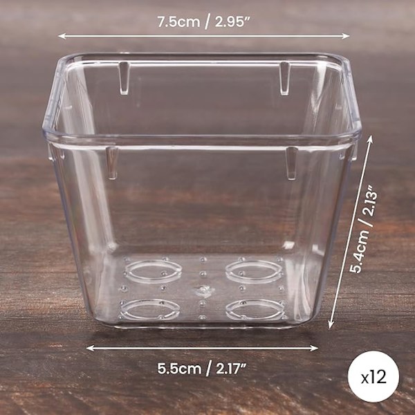 7,6×7,6×5,3cm Makeup Organizer - 12x Klar Plast Stakbar Skuffe Opbevaringsboks - Køkken Badeværelse Kontor Dressingbord