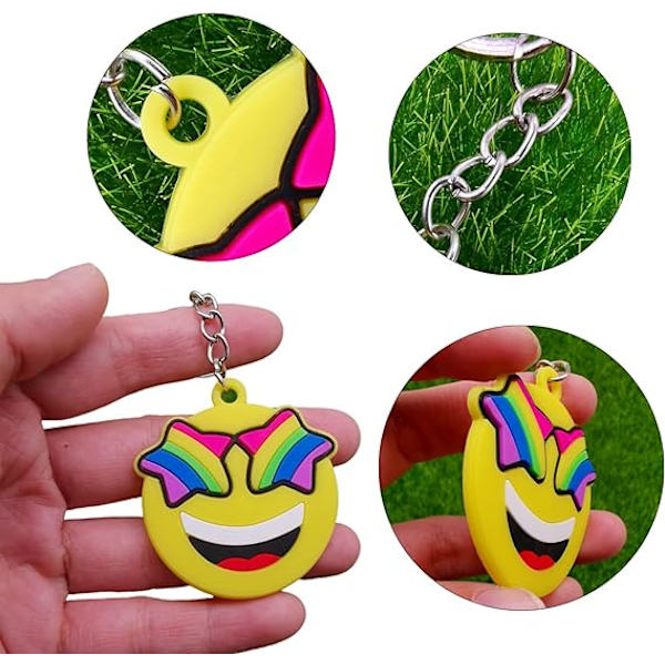 30 stk. Mini Emoji nøglering (tilfældig stil), Smileys nøglering, nøglering