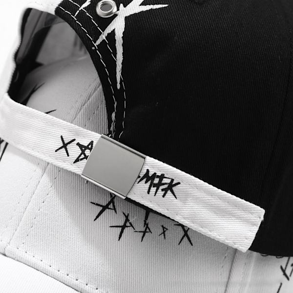 (A)Unisex Graffiti Baseball Cap Hiphop Musta Valkoinen Hat Fashion fo