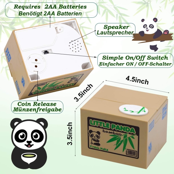 Elektronisk Panda sparegris til børn og voksne - med Panda Paw til mønter - Funny Pig