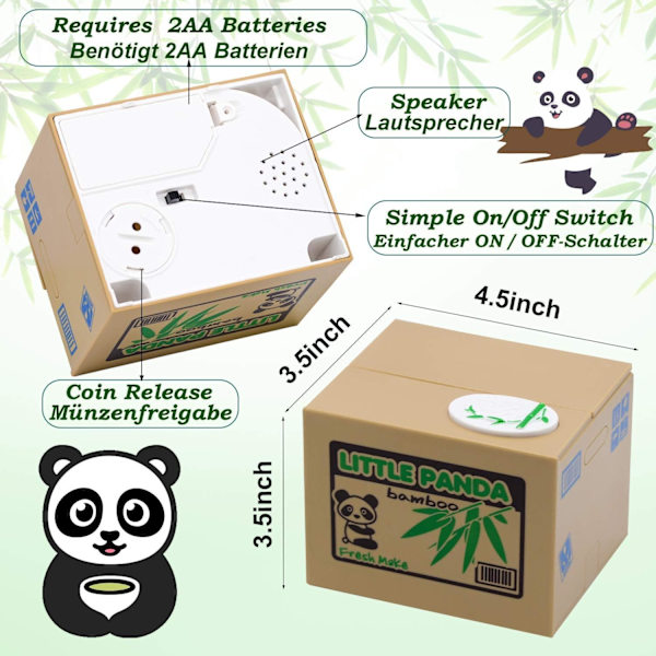 MH-Electronic Panda Spargris för Barn och Vuxna - med Pan