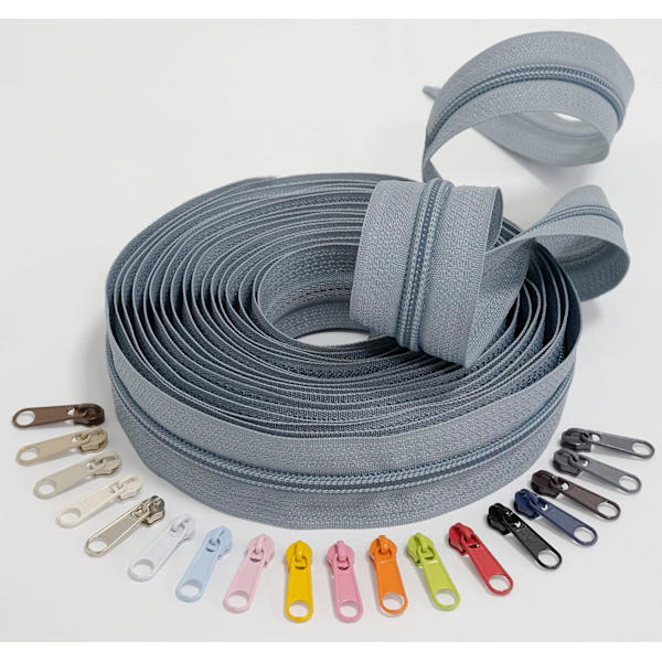 Set med 10 st icke-låsande N°3-reglage för nylon spiralblixtlås - färg: gul - metall - kjol klänning lea