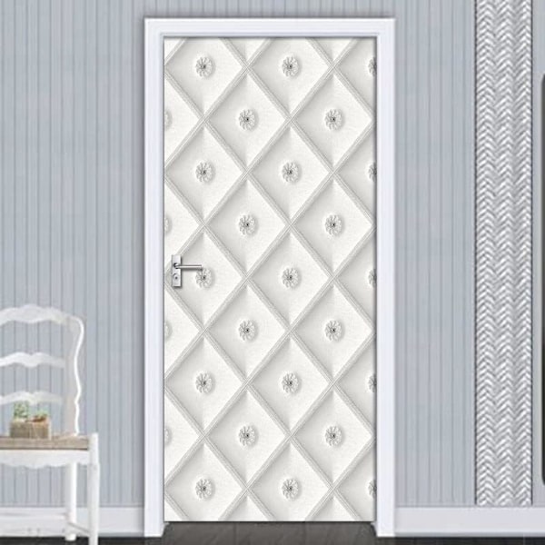 3D dörrdekal självhäftande papper vit stereoskopisk 3D, dörrdekal renovering självhäftande papper vattentät dörr