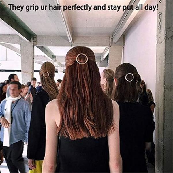 2 stk Minimalistiske Hårklipp for Kvinner og Jenter, Nydesignet Hul Høyre Sirkel Geometrisk Metall Hårklipp Bobby