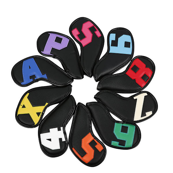 10 st/set Golfjärnsklubbskydd 4-9,P,A,S,X Magictape Färgglad