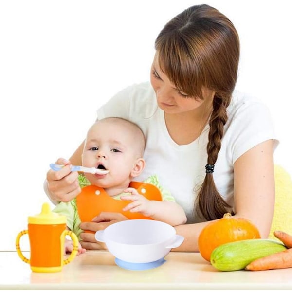 2-pak Baby Spiseskåle med Sugekopper, Baby Spiseskål med Lækagesikre Låg og Silikoneskeer, Sugekopskål til Småbørn