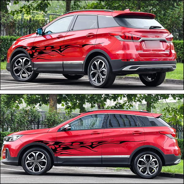 2 kpl 280 cm liekki grafiikka auto korin sivu tarra