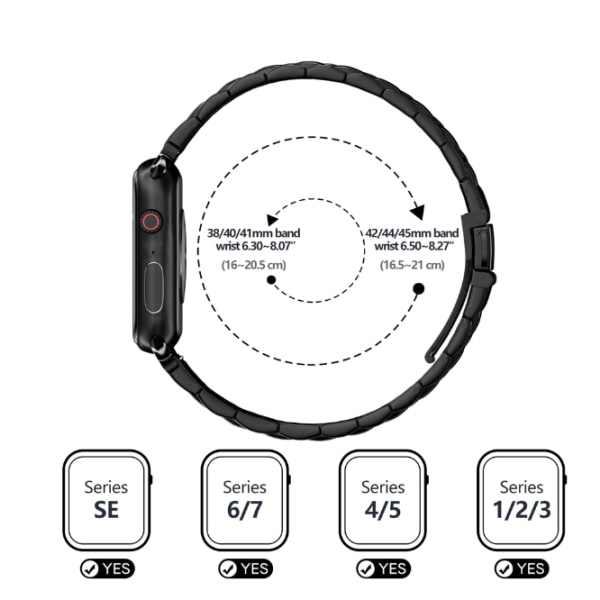 Yhteensopiva Apple Watch -hihnan kanssa 42 mm/44 mm/45 mm/49 mm, Stainl