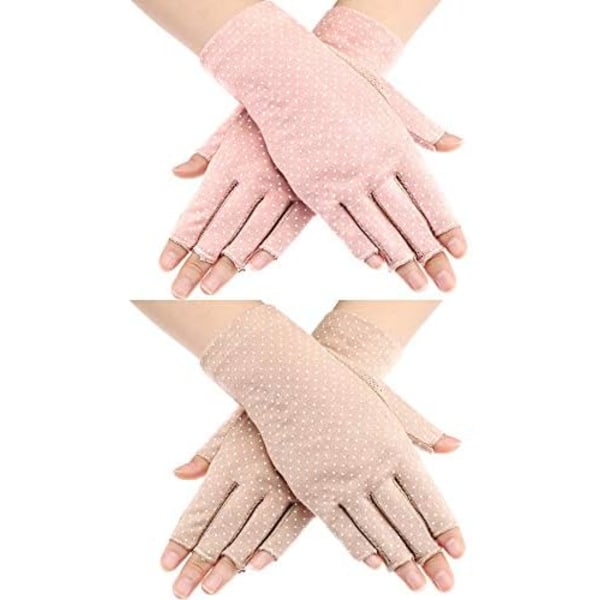 Fingerlösa Handskar Halkskydd UV-Skydd Körhandskar Sommar Utomhus Handskar för Kvinnor och Flickor