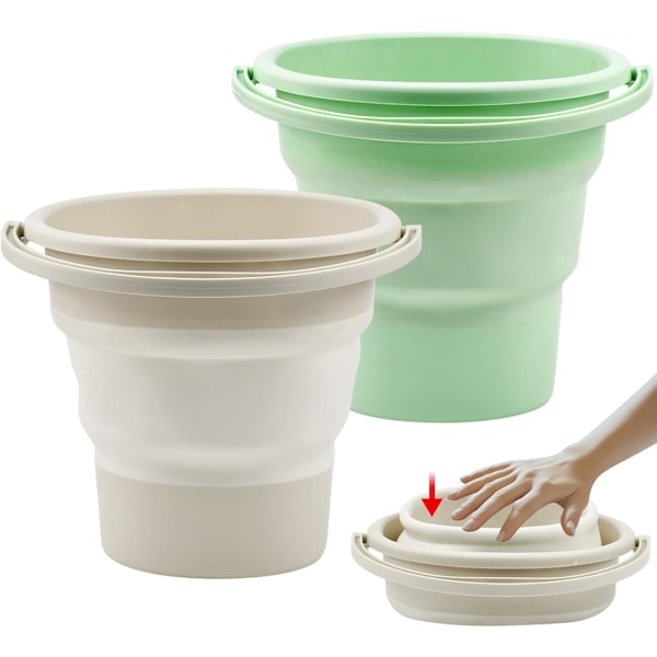Pack 5L Hopfällbar Hink, Infällbar Hopfällbar Plasthink Vikbar Bassäng med Handtag Vikbar Bassäng med Handtag Liten Bassäng Hink för Strand,