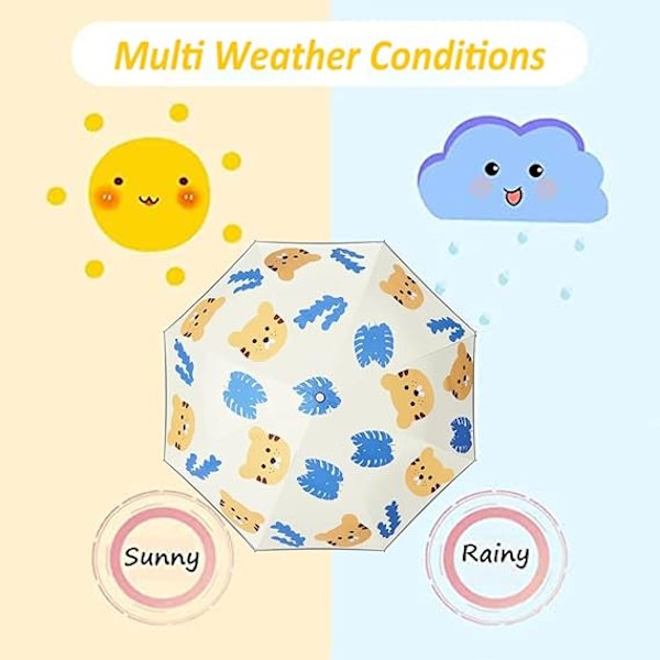 1 st barns paraply, automatisk öppning/stängning, robust och bärbar, vindtät, UV-re Jungle Tiger
