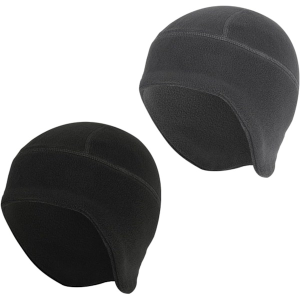 2-pack Varm Cykelhatt för Utomhus, Fleece Öronmuffar, Vindtät och Kallsäker Innerfoder (1 Svart + 1 Grå)