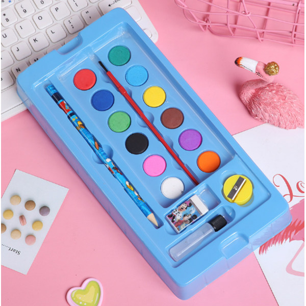 Stationery Set, Innehåller pennor, tuschpennor, anteckningsbok, suddgummi, vässare, pensel, vattenfärger, barn