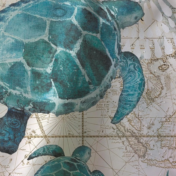 180x200 Anti-Mold Bruseforhæng Badeværelse Badekar Forhæng Havskildpadde Marine Smuk Trykt i Vandtæt Stof med
