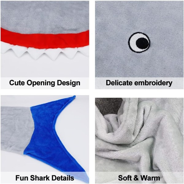 Shark Tail -peitto lapsille Fleece-makuupussi Cozy Sleeping Bla
