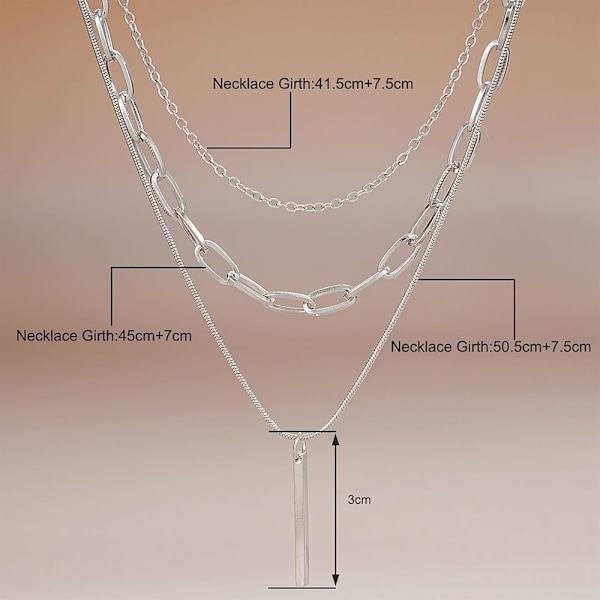 Lagdelt Barrette Halskæde Vertikal Barrette Vedhæng Halskæde Papirclips Lagdelt Halskæde Multi Layer Kæde Halskæde Choker