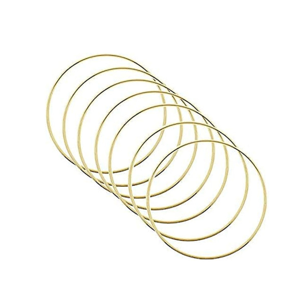 15CM-sett med 6 drømmefanger-metallringer Makramé-ring for drømmefanger og håndverk Gull