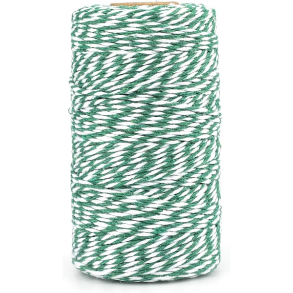2mm 100m makramérep, bomullsrep, naturligt makramérep för bakning, matlagning, DIY, jul Green and White