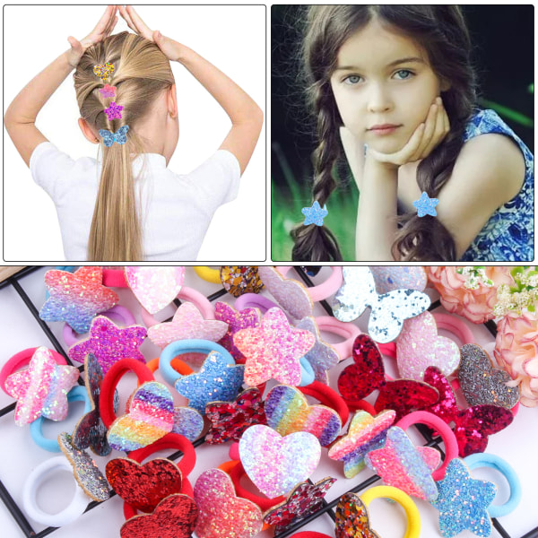 36 stykker hårbånd Scrunchies hår hestehale Forskellige stilarter Flerfarvet glitter til små piger Ki