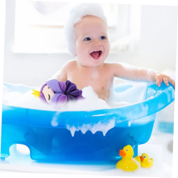 2 stk. Badebold Brusepude Svampe Luffa Baby Badebørste Havfrue Baby Bruselege Spude Vask Bade Svampe Brusebold Bod