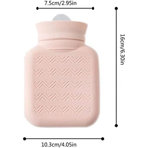 (Pink)Lille Varmtvandsflaske, med Strikket Betræk, Mini Silic