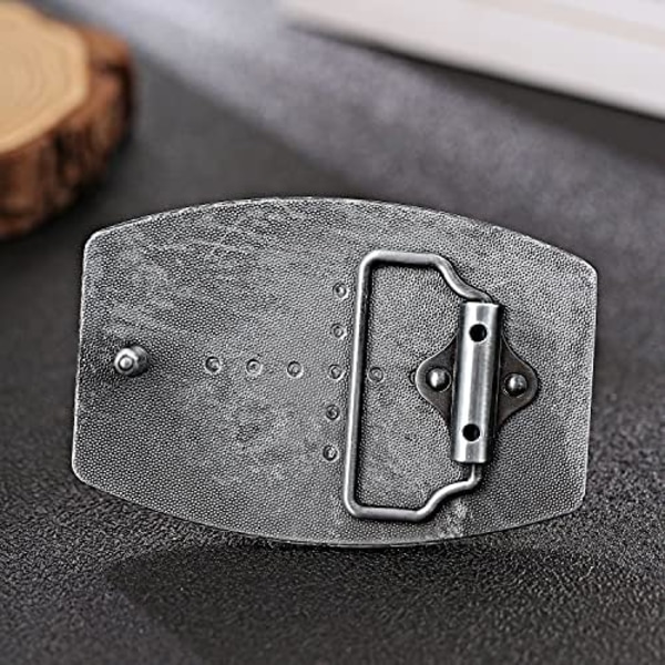 8,8x6cm Longhorn Tyrensk Vestlig Cowboy Texas Rodeo Bæltespænde til Mænd, Kors Bøn Hestmand Religiøs Bæltespænde