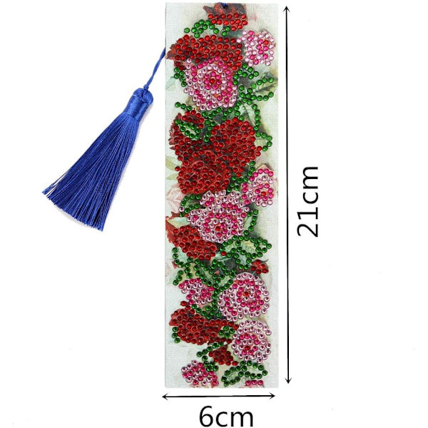 5D Diamantkonstmålning Bokmärke med Rosdesign, DIY Bokmärke, Måla efter Nummer Kit för DIY Presenttillverkning, Särskild Form