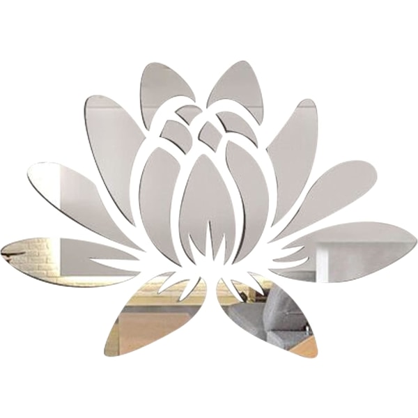 3D Acrylique Miroir Fleur de Lotus-klistremerke Mural-klistremerker Murau