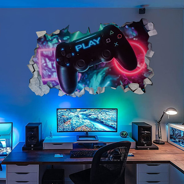 3D Spillveggdekor, Spillveggklistremerker for gutterom Gamer Controller Klistremerke Videospilltapet for barnerom