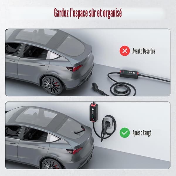 Typ 2 Kabel Väggfäste | Typ 2 Laddkabel Organizer, Tillbehör till Laddstation, Silver