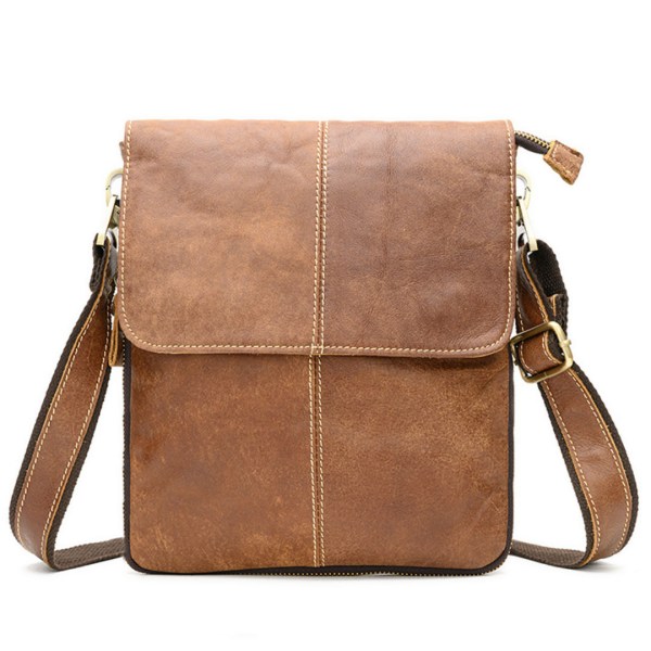 Brun vintage axelväska för män Crossbody-väska med skinn