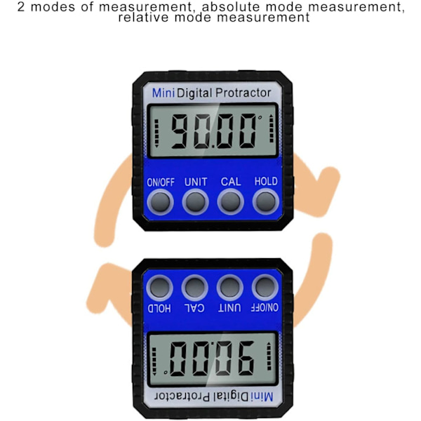 Sterk magnetisk adsorpsjonsdesign, multivinkel vippemåling, med display, 4 enhetsmoduser 2 målinger