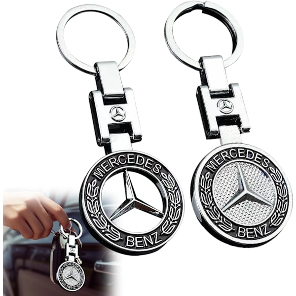 Set of 2 Car Key Rings, Elegant Personalized Key Rings, 3d Chrome Metal Key Rings, Double-Sided H-Shaped Key Rings, for