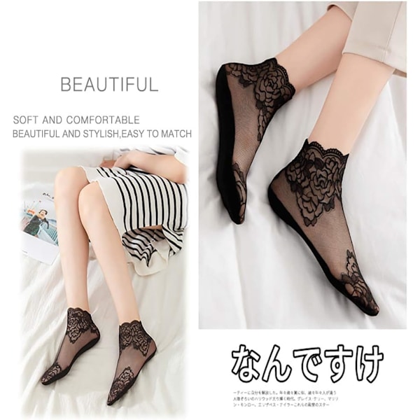 5 paria rypytettyjä sukkia naisille - Fishnet Ankle Women Socks