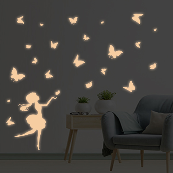 Glow in the Dark-klistermärken, väggklistermärken för barnrum för DIY pojkar flickor vägg för takdekoration Pink