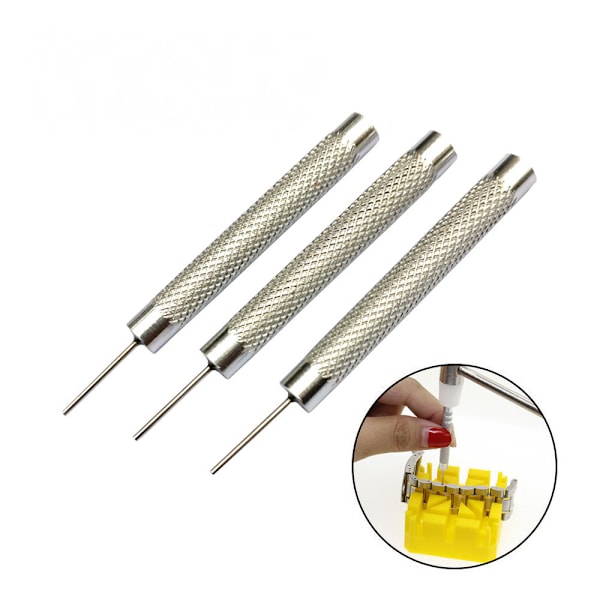 3 stk. Urrem Punch Pin 0,8 mm/0,9 mm/1,0 mm Urmaker Armbånd Stropp Stål