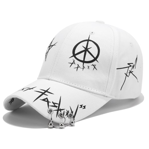 (C) Unisex Graffiti Baseball Cap Hiphop Black White Hat Fashion fo