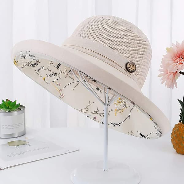Sommer Mesh Solhatte til Kvinder UV Beskyttelse Bred Skygge Sammenfoldelig Strandhat