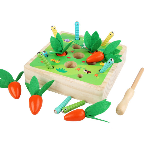 Jeu de bébé jouet en bois, puzzle de carotte Montessori en bois,