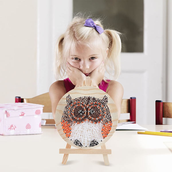 20cmx20cm Pöllön String Art -setti askartelu Cupcake DIY Nail String Art -setti aikuisille lapsille aloittelijoille kiharrettu L