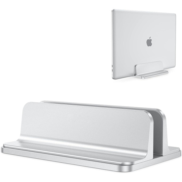 Justerbar Vertikal Laptop Stativ, Aluminium Computer Stativ med Justerbar Base Størrelse Silver