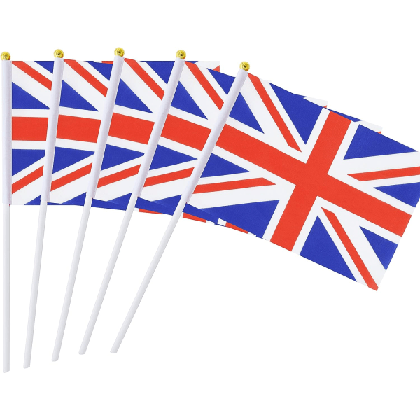 50 Pack Mini Hand Held Flags, British Flag, United Kingdom,