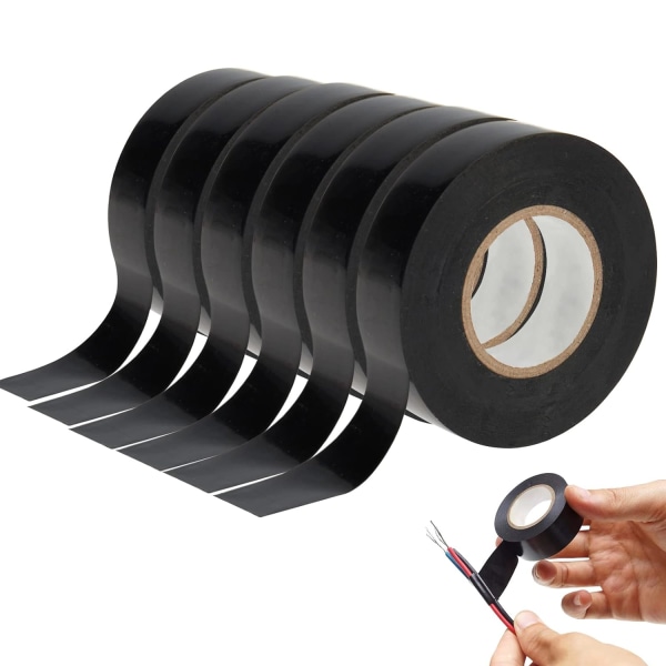 6 st elektrikertejp, 16 mm * 15 m elektrisk isoleringstejp för elinstallationer och reparationer