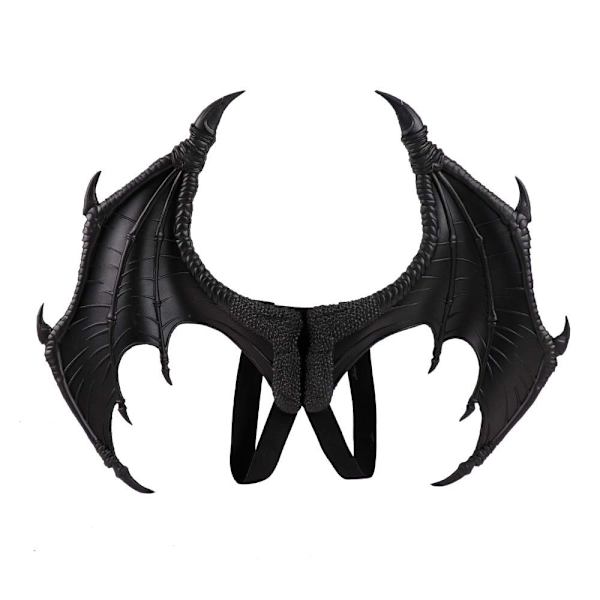 Halloween Karneval Børnekostume Legetøj Drage Vinge Hale Maske Sæt (Sort)