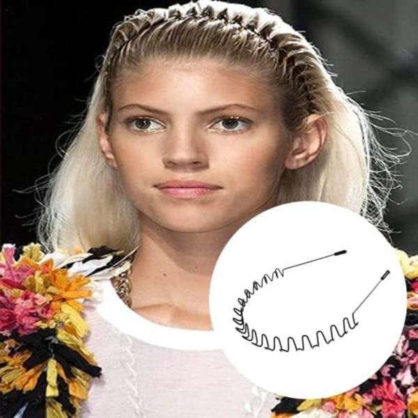 2 stk. Metall Hodebånd, Elastiske Bølgede Hodebånd, Unisex Bølgede Hodebånd, Sports Metall Hodebånd for Menn, Metall Hodebånd for Kvinner