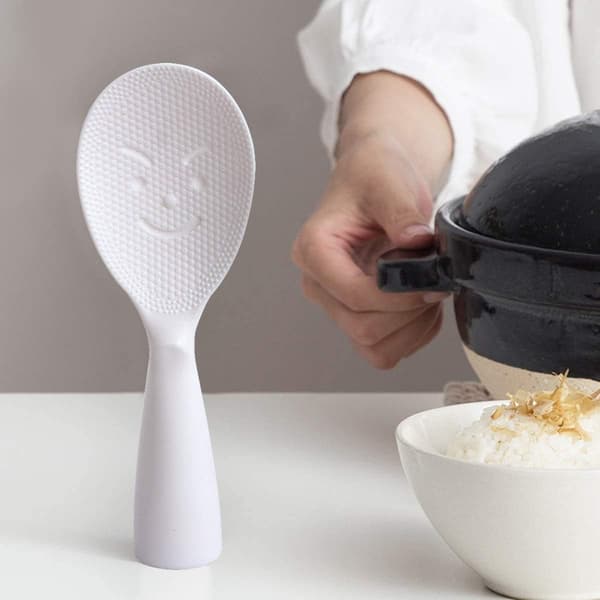 Ris Paddel Verktyg, Non-Stick Ris Sked, Stående Ris Spatel med Smiley Ansikte (2 Pack/vit)